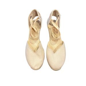Soludos Wedge Lace-Up Espadrille Sandal Ivory Size 9.5